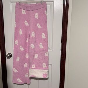 Cupcakes & Cashmere Viral Ghost Boo Pink Fluffy Pajama Pants Size Large NWT